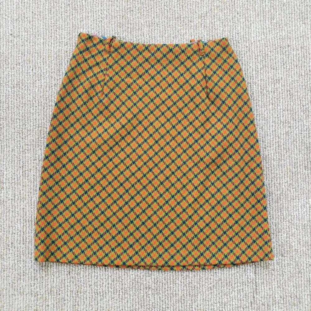 *SOLD* ๐ VINTAGE NOS 60s Wool Plaid "Tweed" Mini Skirt Deadstock - Picture 3 of 8